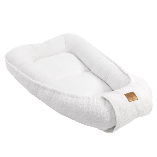 MeowBaby Babynestchen für Neugeborene Bouclé - creme/weiß