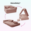 Meowbaby Kindersessel 3‑in‑1 Churros - Faltbare Kindercouch & Spielmatratze - Plüschcord Edition