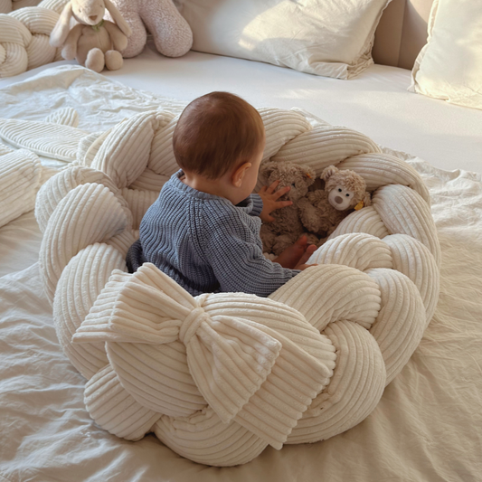 MeowBaby Babynestchen Ästhetik Cord mit geflochtener Bettschlange - Classic Cord Edition