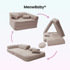 Meowbaby Kindersessel 3‑in‑1 Churros - Faltbare Kindercouch & Spielmatratze - Plüschcord Edition