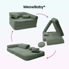 Meowbaby Kindersessel 3‑in‑1 Churros - Faltbare Kindercouch & Spielmatratze - Plüschcord Edition