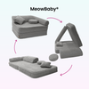 Meowbaby Kindersessel 3‑in‑1 Churros - Faltbare Kindercouch & Spielmatratze - Plüschcord Edition