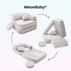 Meowbaby Kindersessel 3‑in‑1 Ästhetik Cord - Faltbare Kindercouch & Spielmatratze - Classic Cord Edition