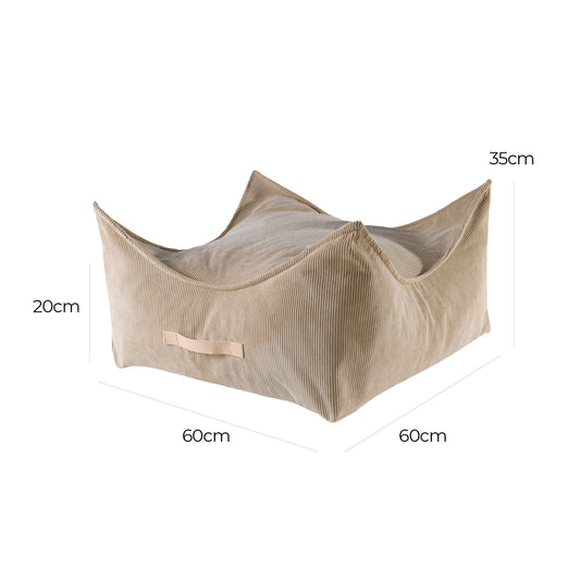 MeowBaby Sitzpouf für Kinder Quadratisch Premium Cord - Slim Cord Edition