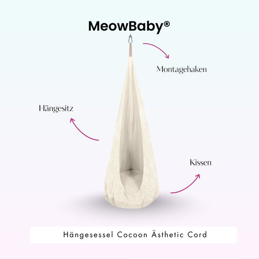 MeowBaby Hängesessel Cocoon Ästhetik Cord - Classic Cord Edition