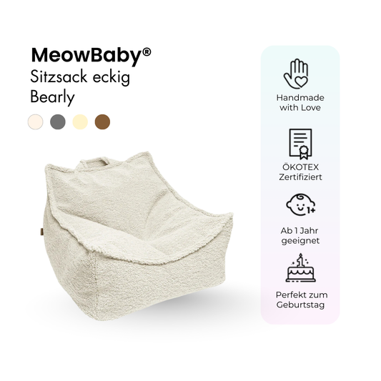 MeowBaby Kindersessel Bearly eckig - Soft Teddy Edition