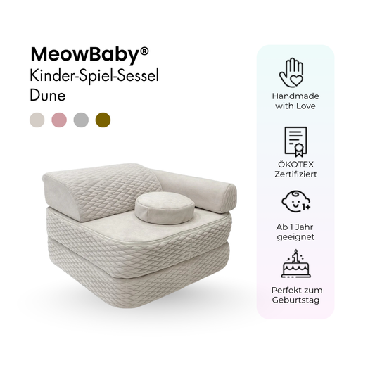 Meowbaby Kindersessel 3‑in‑1 Dune - Faltbare Kindercouch & Spielmatratze