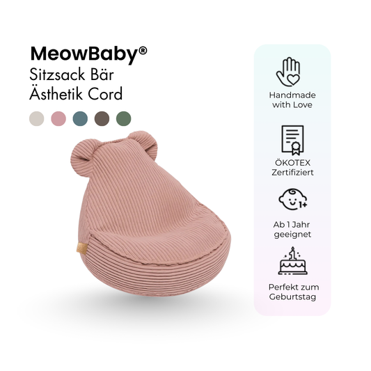 MeowBaby Kindersessel Ästhetik Cord Bär - Classic Cord Edition