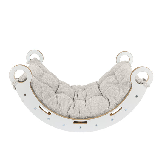 MeowBaby Balancewippe M Snug Rocker weiß inkl. Wippkissen Premium Bouclé