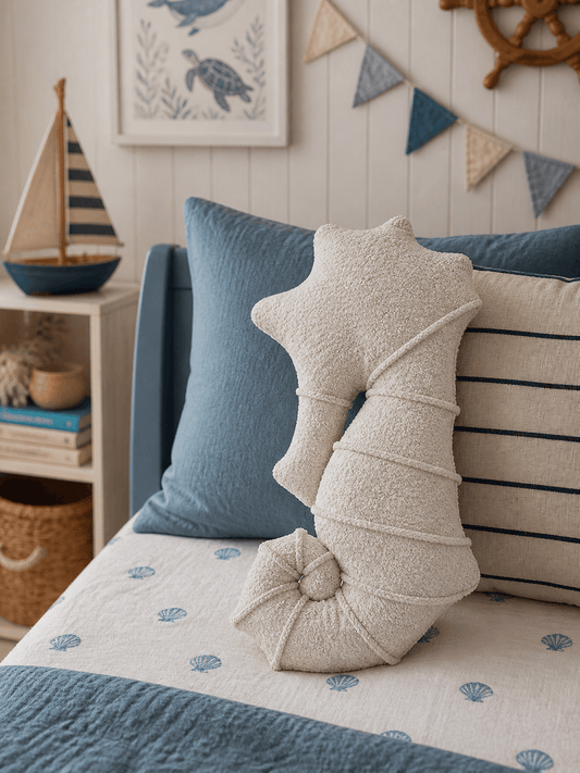MeowBaby Deko-Kissen Seepferdchen - Soft Bouclé Edition
