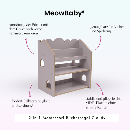 MeowBaby 2-in-1 Montessori-Bücherregal Cloudy