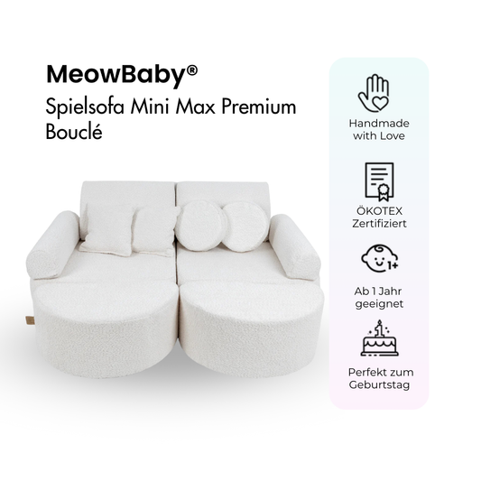 MeowBaby Spielsofa Mini Max Premium Bouclé - cremé/weiss
