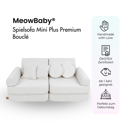 MeowBaby Spielsofa Mini Plus Premium Bouclé - cremé/weiss