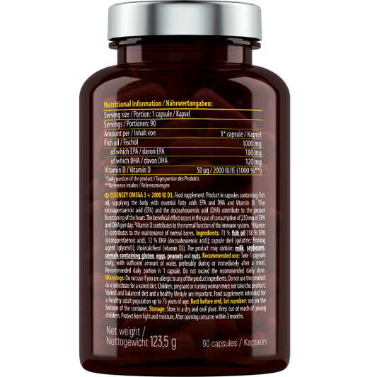 Essensey® OMEGA 3 + 2000 IU D3 (90 Kapseln)