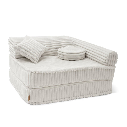 Meowbaby Kindersessel 3‑in‑1 Churros - Faltbare Kindercouch & Spielmatratze - Plüschcord Edition