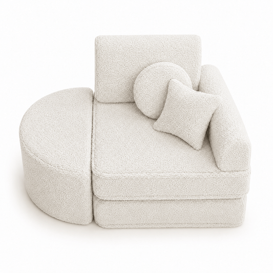 MeowBaby Kindersessel 3-in-1 Max Bearly - faltbare Kindercouch & Spielmatratze - Soft Teddy Edition