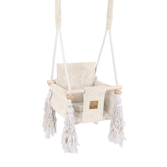 MeowBaby Babyschaukel Ästhetik Cord im Quadrat-Design - Classic Cord Edition
