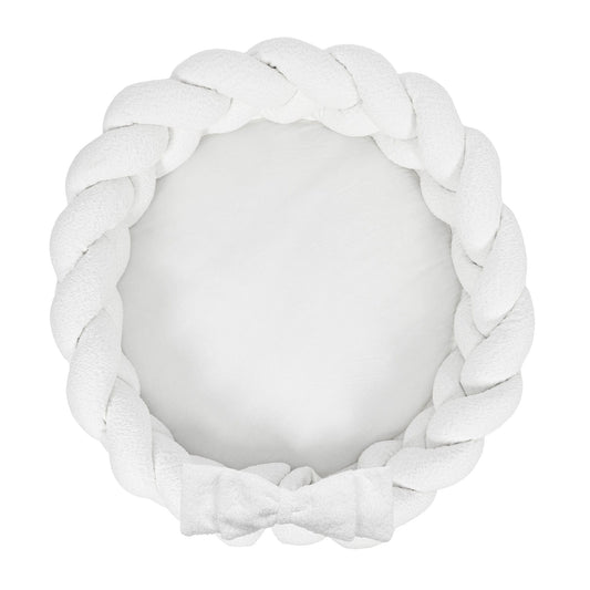 MeowBaby Babynestchen mit geflochtener Bettschlange Bouclé, rund - creme/weiß