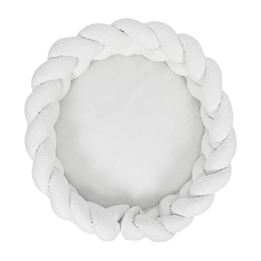 MeowBaby Babynestchen mit geflochtener Bettschlange Bouclé, rund - creme/weiß