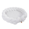 MeowBaby Babynestchen mit geflochtener Bettschlange Bouclé, rund - creme/weiß