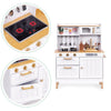 MeowBaby Montessori Holzspielküche für Kinder mit Sound und LED - weiß/gold